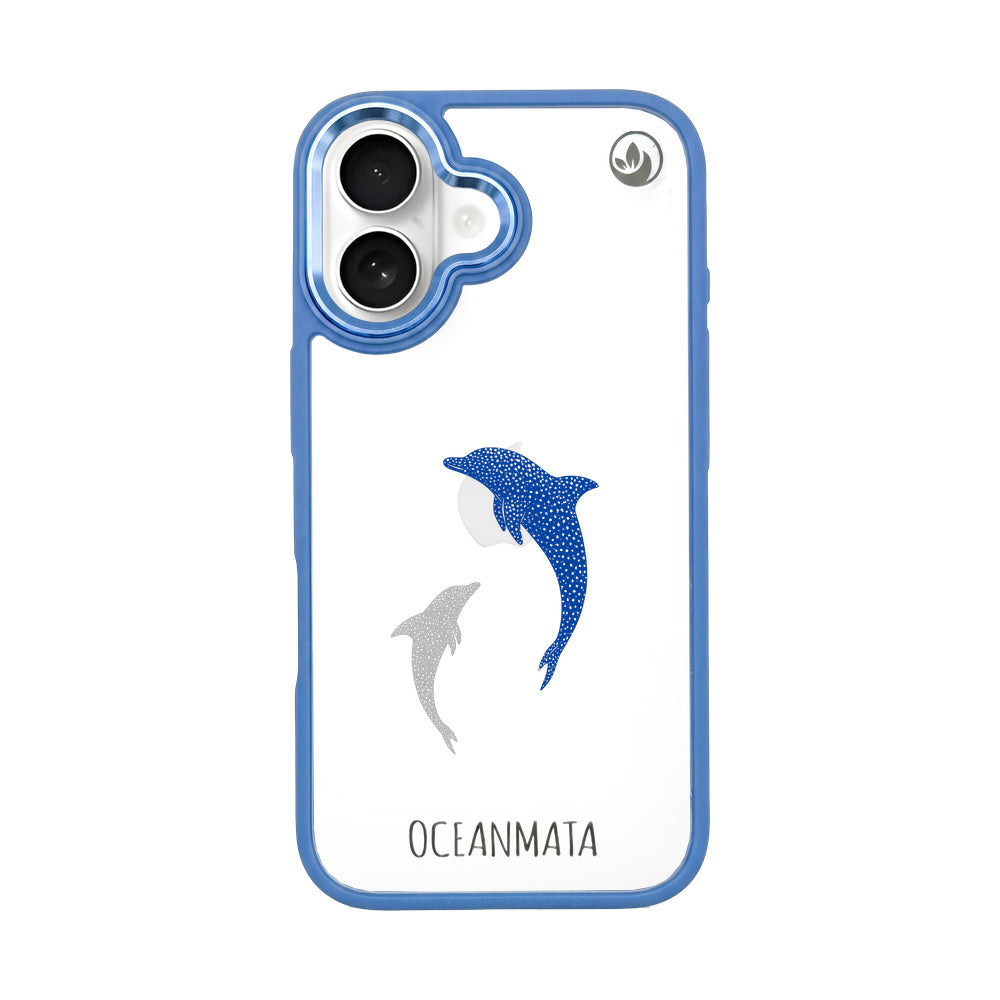 iPhone 16 Case - Dolphin Blue - "Dolphin Twins" - Sustainable