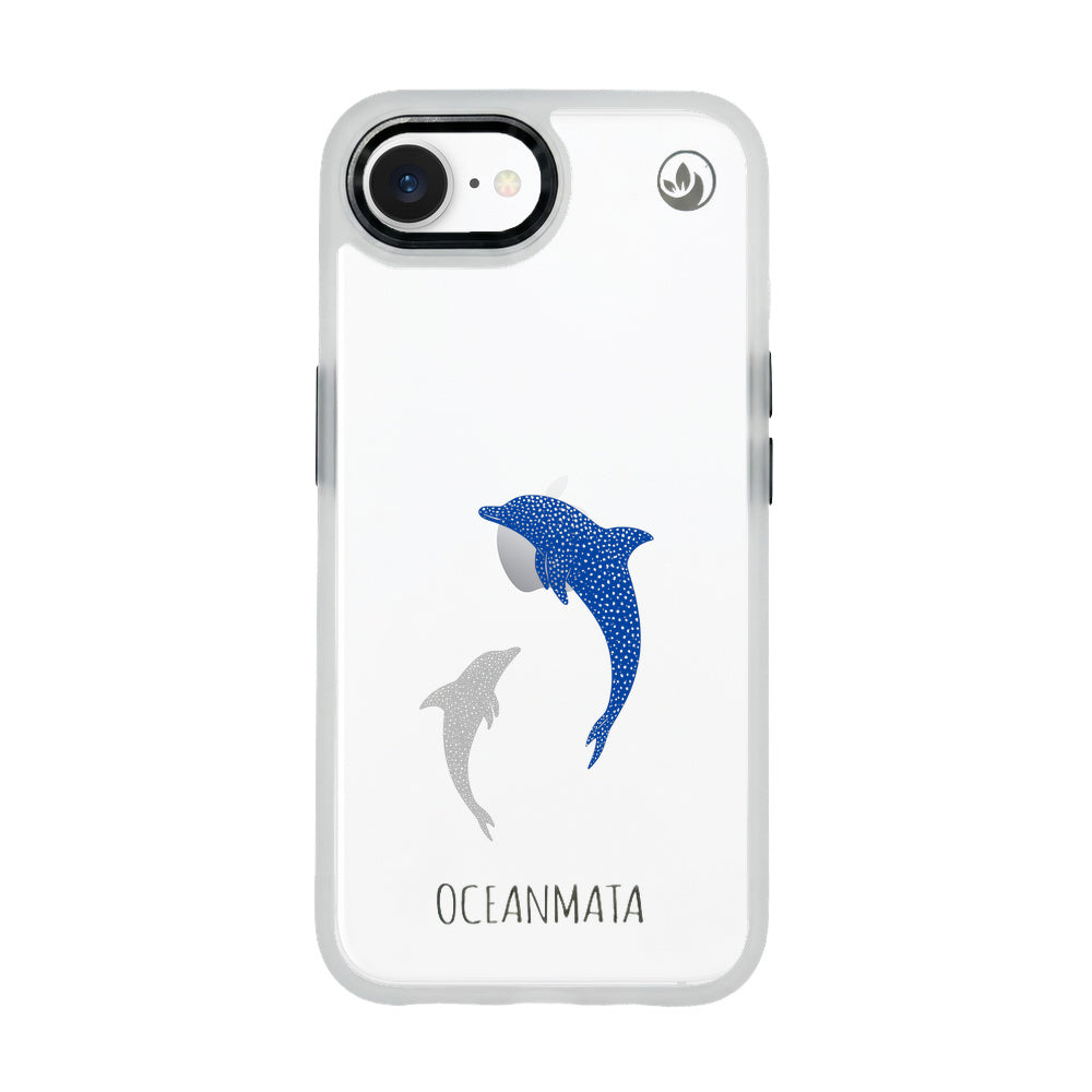 iPhone 16e Case - Dolphin Blue - "Dolphin Twins" - Sustainable
