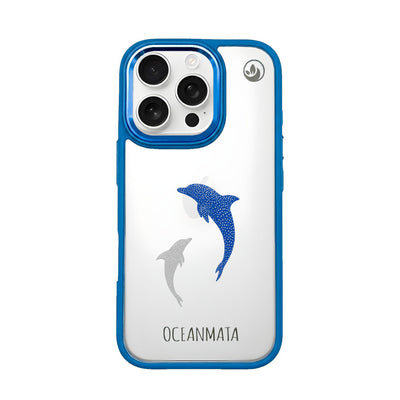 iPhone 16 pro case - dolphin blue - "Dolphin Twins" - sustainable