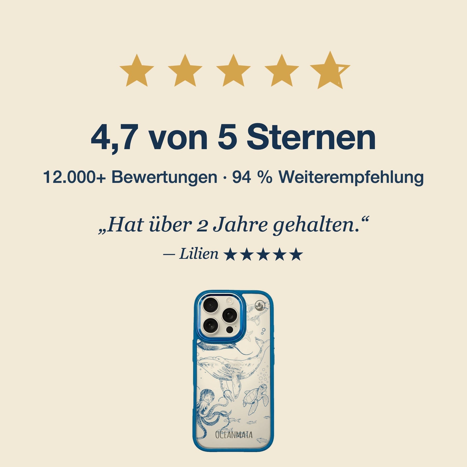 Nachhaltige Handyhülle iPhone 17 Air Seagull aus Ocean Plastic — Bewertungen