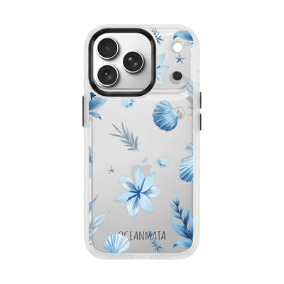 iPhone 17 Pro Case - Blue Flowers - "Flowers & Shells" - Sustainable