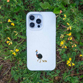 iPhone 12 pro / iPhone 12 Hülle - Cassowary weiß - "CassowaryStroll" - nachhaltig