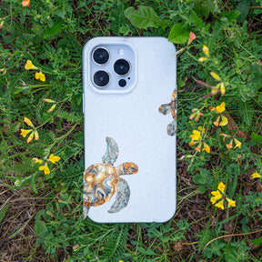 iPhone 16 Hülle - Schildkröte weiß - "TurtleGaze" - nachhaltig
