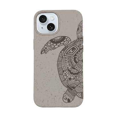 iPhone 15 case - beige - "GREEN TURTLE" - sustainable