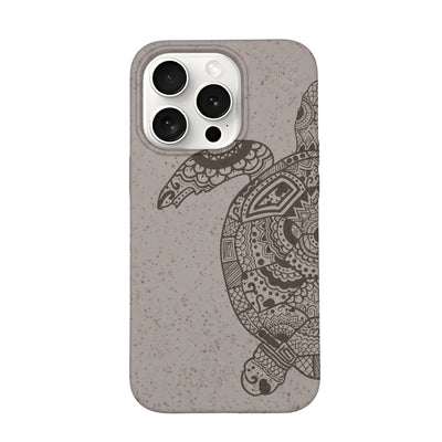 iPhone 15 pro case - beige - "GREEN TURTLE" - sustainable