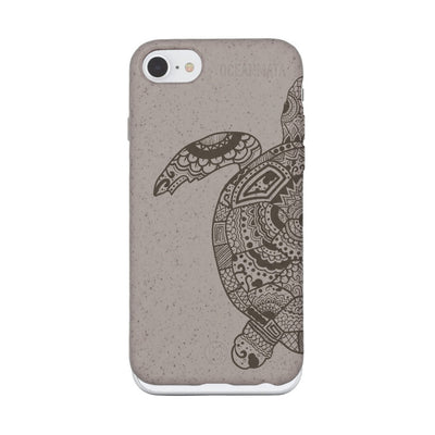 iPhone SE/7/8 case - beige - "GREEN TURTLE" - sustainable