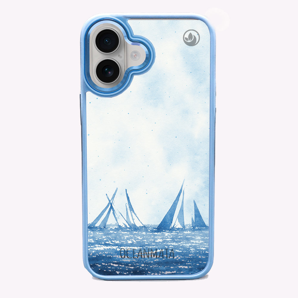 iPhone 16 Hülle - segeln blau - "BlueHorizon" - nachhaltig