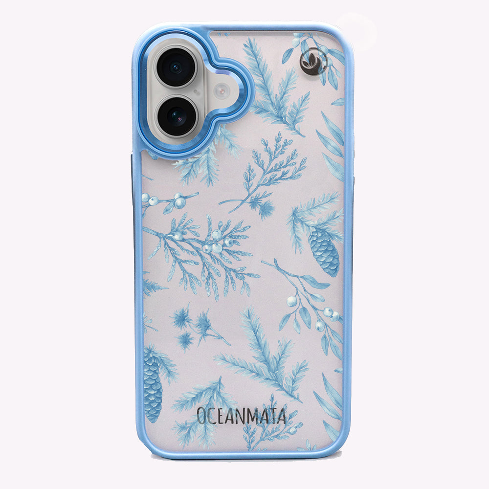 iPhone 16 Hülle - Winterwald blau - "BluePine" - nachhaltig