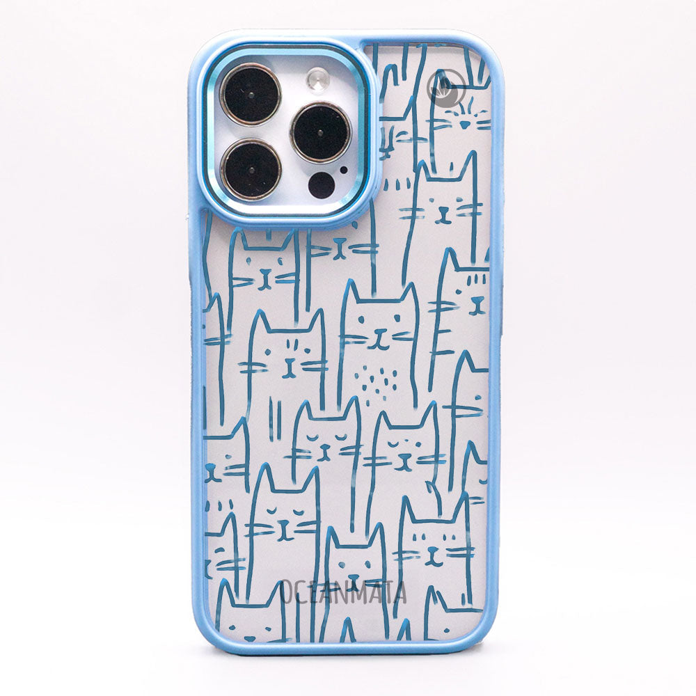iPhone 15 pro max Hülle - Katzen blau - "miau" - nachhaltig