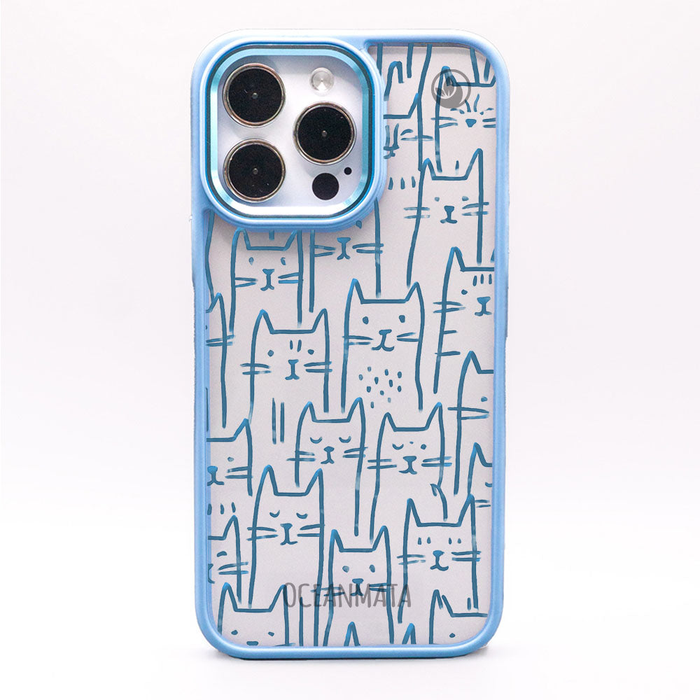 iPhone 15 pro max Hülle - Katzen blau - "miau" - nachhaltig