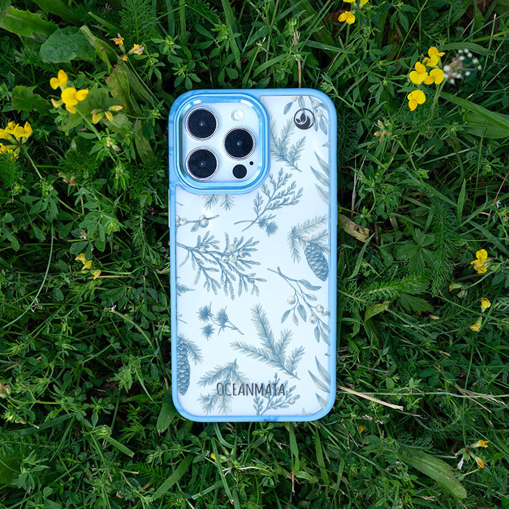 iPhone 12 pro / iPhone 12 Hülle - Winterwald blau - "BluePine" - nachhaltig