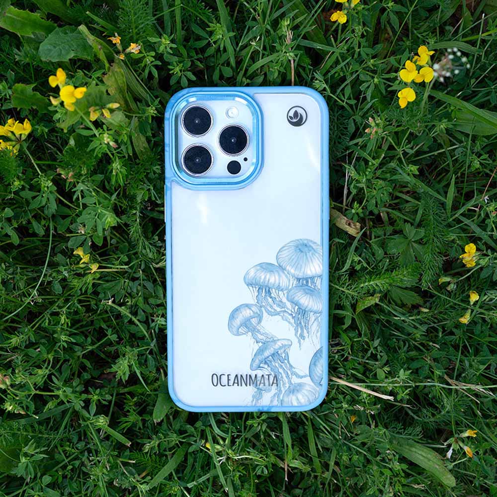 iPhone 13 Hülle -  qualle blau - "Jellies" - nachhaltig