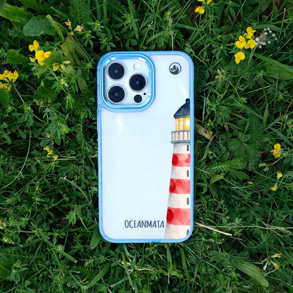 iPhone 15 Hülle - Leuchtturm blau - "Lighthouse" - nachhaltig