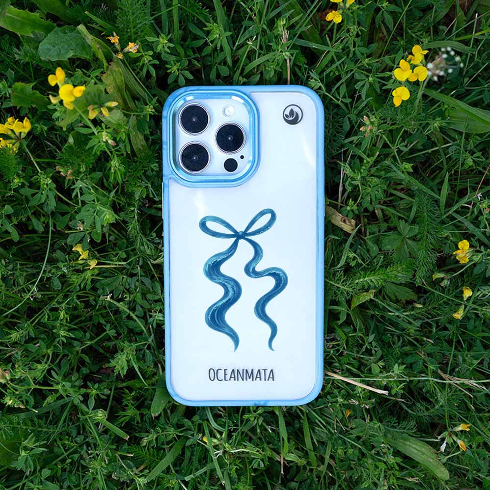 iPhone 16 Hülle - Schleife blau - "tideknot" - nachhaltig