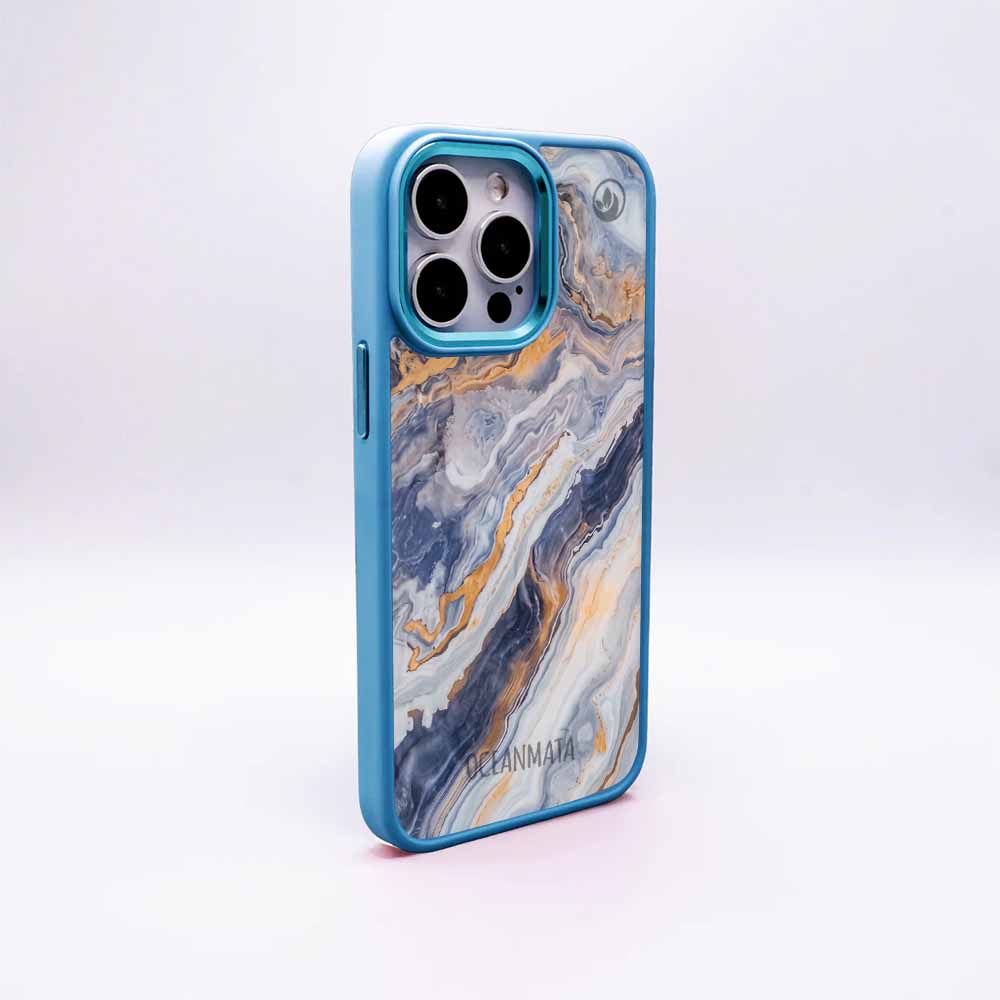iPhone 16 Hülle - marmor blau - "BlueMarble" - nachhaltig
