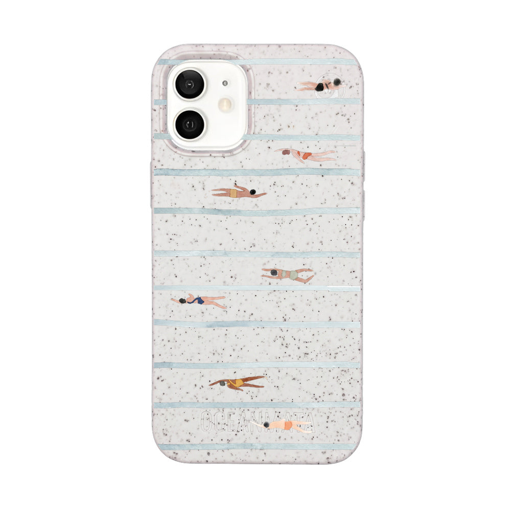 iPhone 12 mini Hülle - Schwimmen weiß - "lapflow" - nachhaltig