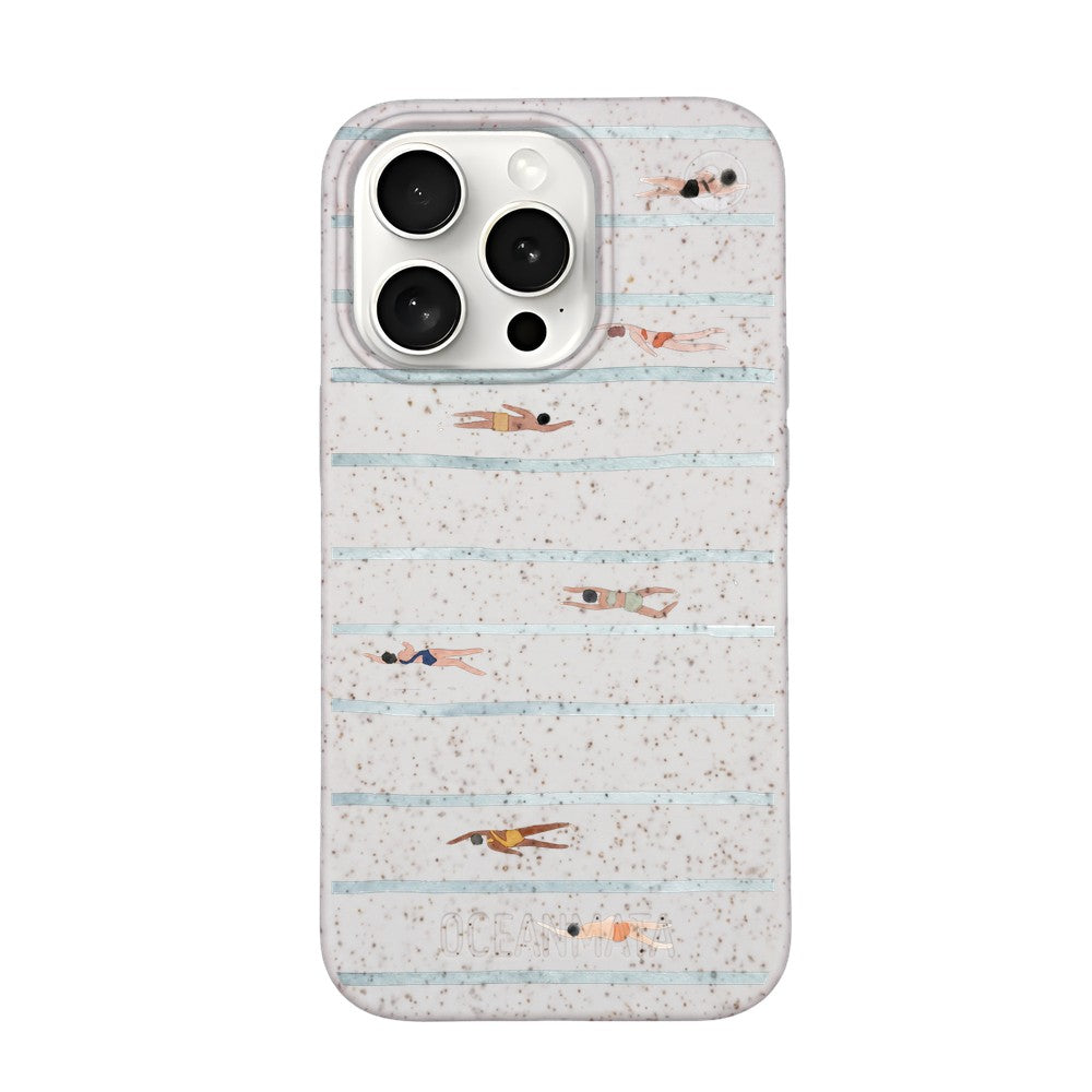 iPhone 15 Pro Case - Swimming White - "lapflow" - sustainable