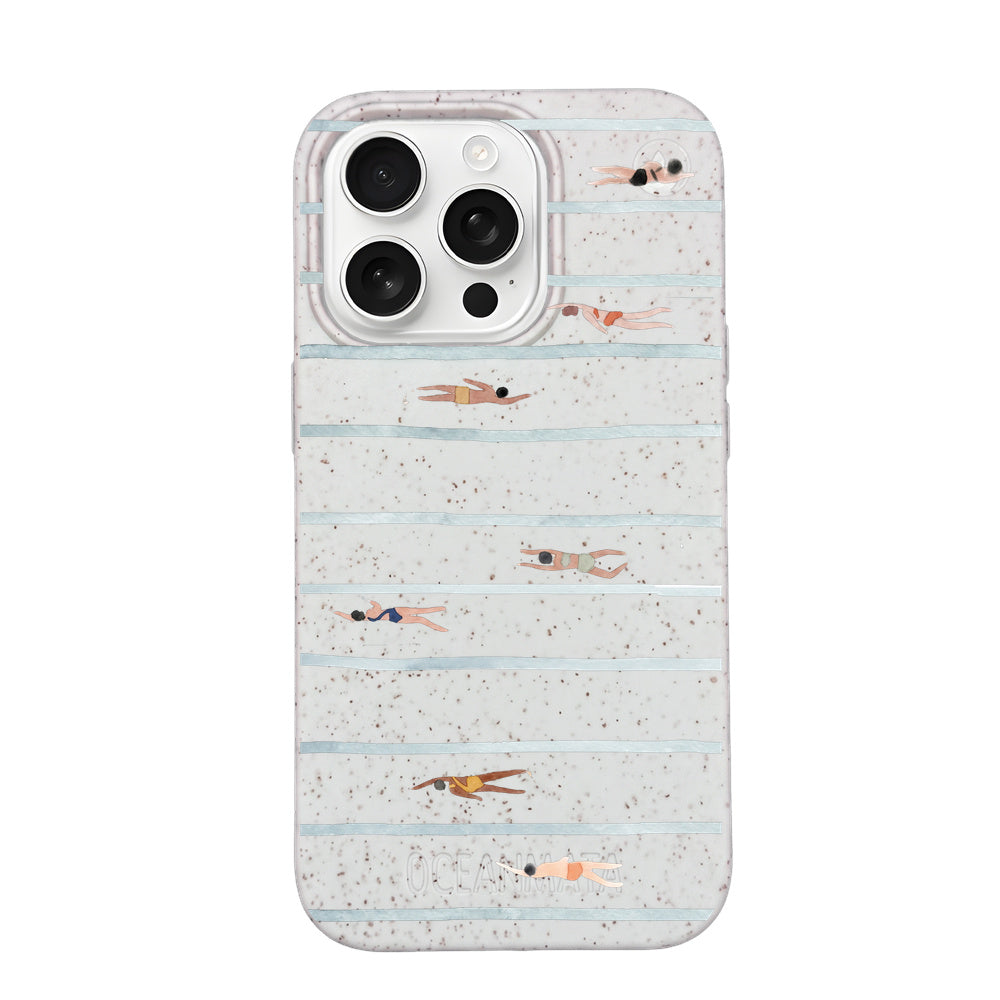 iPhone 16 pro max Hülle - Schwimmen weiß - "lapflow" - nachhaltig