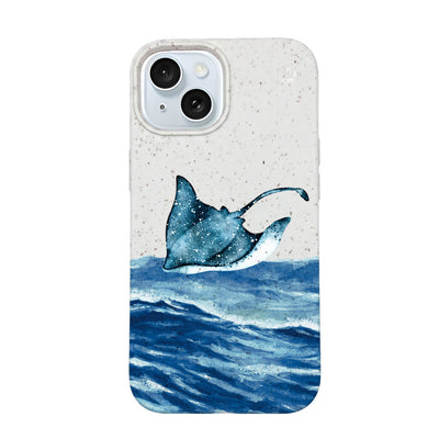 iPhone 15 Case - white Manta - "Manta Wave" - ​​sustainable