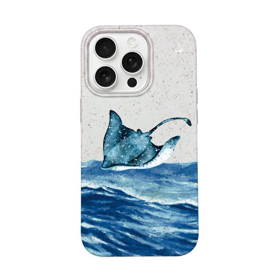 iPhone 16 pro max case - white Manta - "Manta Wave" - ​​sustainable