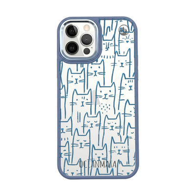 iPhone 12 Pro / iPhone 12 Case - Cats blue - "meow" - sustainable