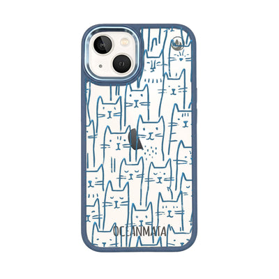 iPhone 13 Case - Cats Blue - "meow" - Sustainable