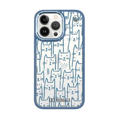 iPhone 13 Pro Max Case - Cats Blue - "Meow" - Sustainable