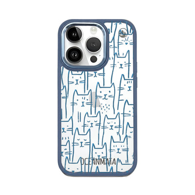 iPhone 14 Pro Case - Cats Blue - "Meow" - Sustainable