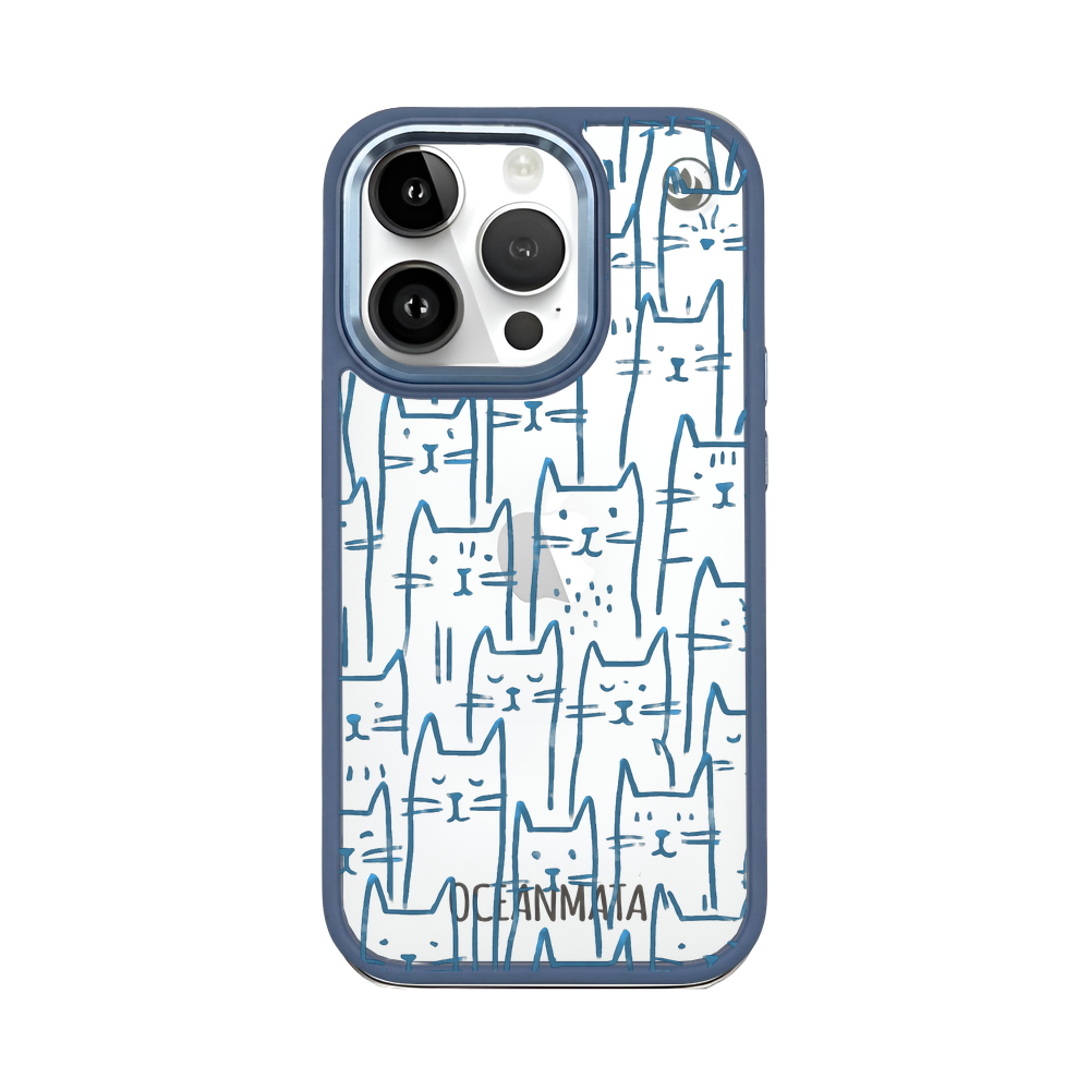 iPhone 14 pro max Hülle - Katzen blau - "miau" - nachhaltig
