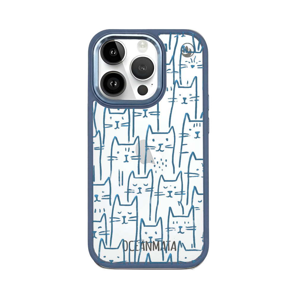iPhone 14 pro max Hülle - Katzen blau - "miau" - nachhaltig