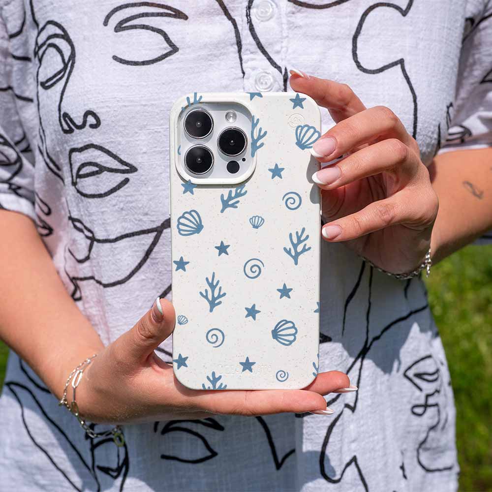 iPhone 15 Hülle - Korallen weiß - "BlueCoralLife" - nachhaltig