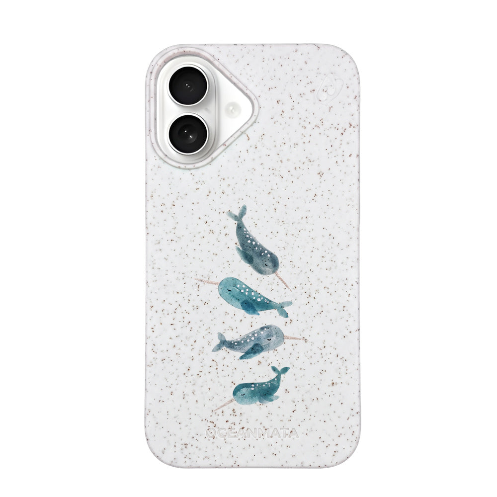 Biologisch abbaubare Handyhülle iPhone 16 Narwhal — kompostierbar — Vorderseite