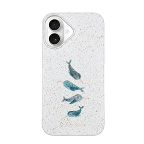 Biologisch abbaubare Handyhülle iPhone 16 Narwhal — kompostierbar — Vorderseite