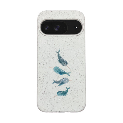 Google Pixel 9 / 9 Pro Case - Narwhal White - "Narwhale" - sustainable