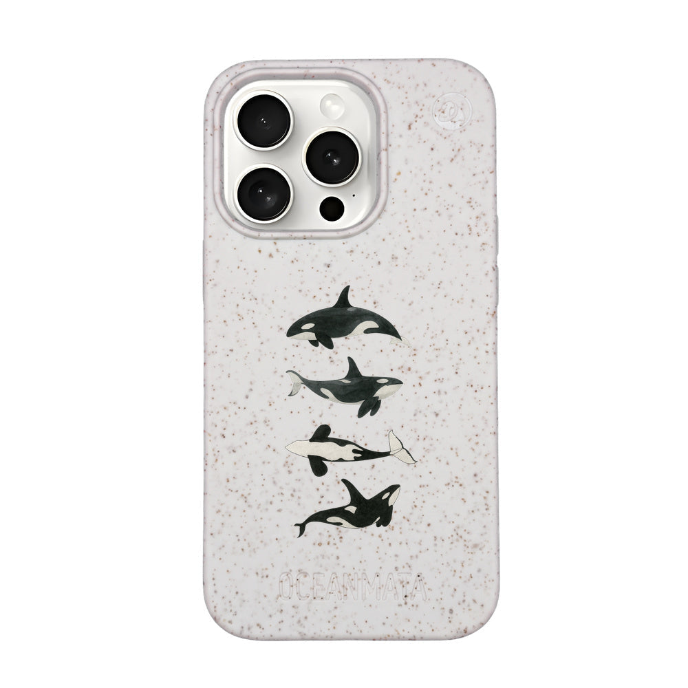 iPhone 15 Pro Case - Orca White - "OrcaFamily" - sustainable