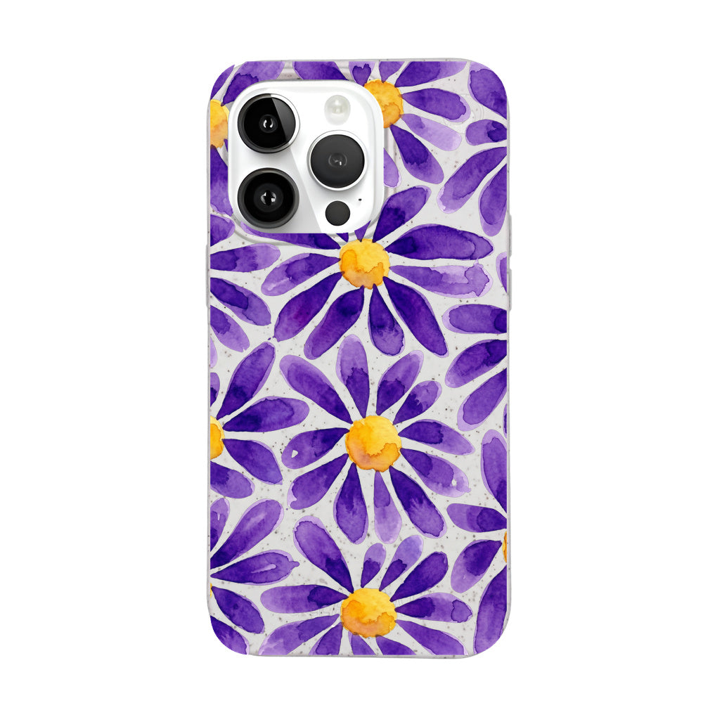 Biologisch abbaubare Handyhülle iPhone 14 pro Purplebloom — kompostierbar — Vorderseite