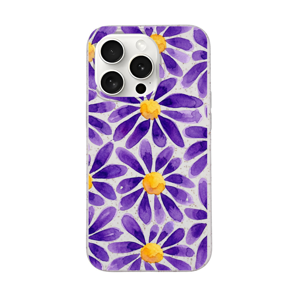 Biologisch abbaubare Handyhülle iPhone 15 pro max Purplebloom — kompostierbar — Vorderseite