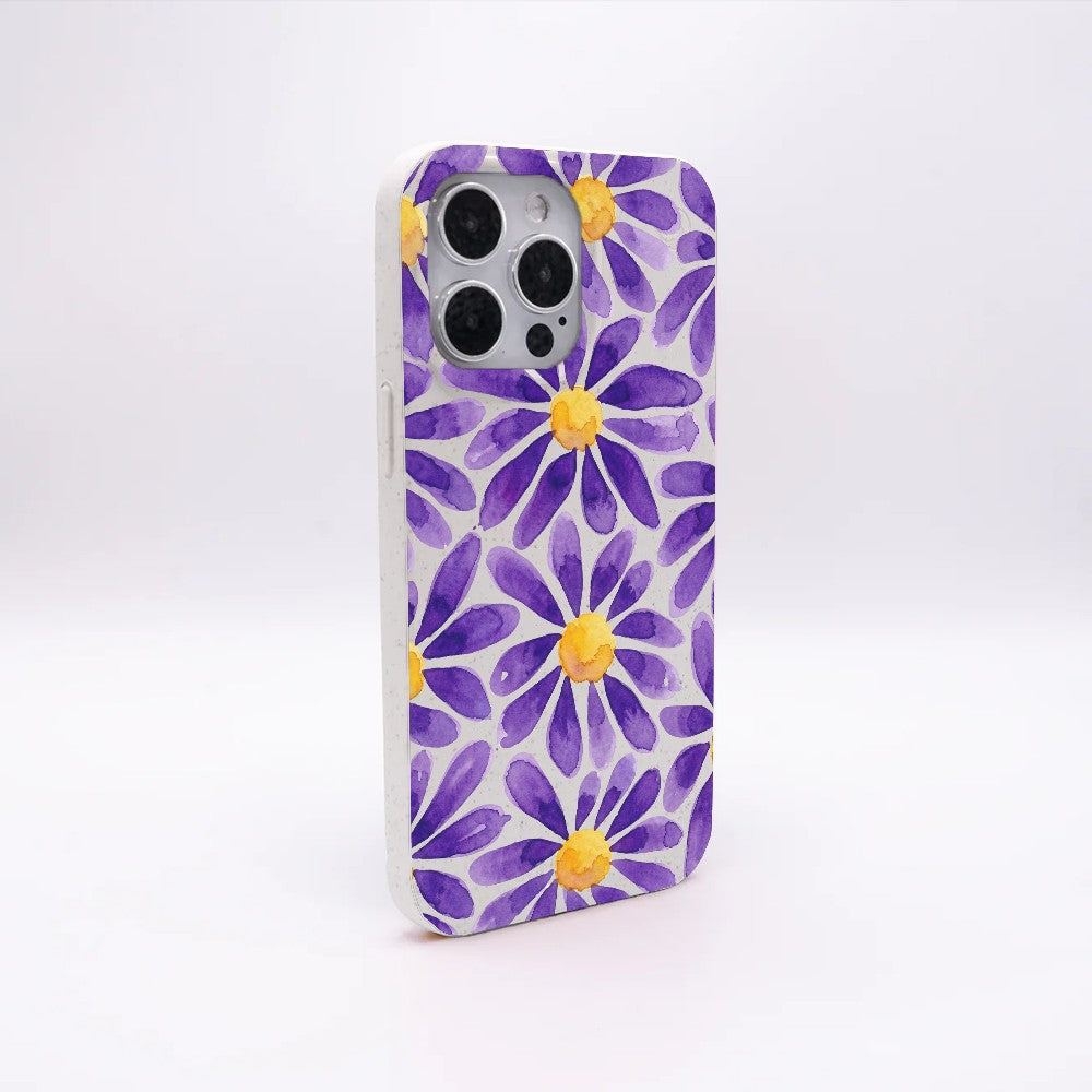 Biologisch abbaubare Handyhülle iPhone 16 Purplebloom — kompostierbar — Rückseite
