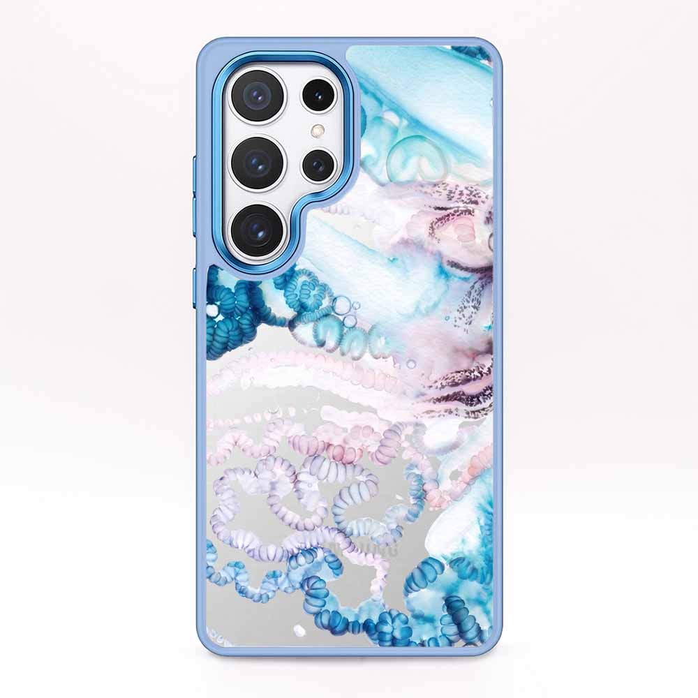 Samsung S24 Ultra Hülle - Qualle blau - "Men o' War" - nachhaltig