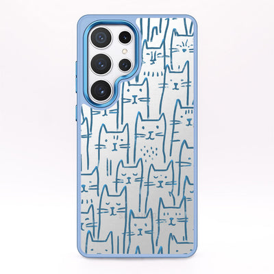 Samsung S25 Case - Cats blue - "meow" - sustainable