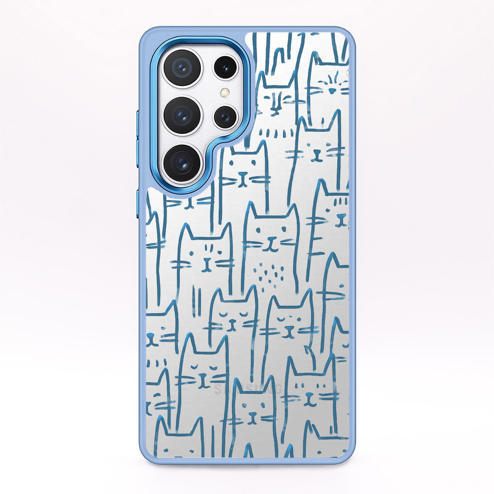 Samsung S25 Ultra Hülle - Katzen blau - "miau" - nachhaltig