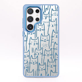 Samsung S25 Ultra Hülle - Katzen blau - "miau" - nachhaltig