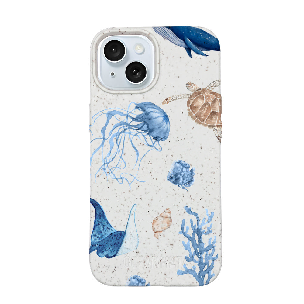 iPhone 15 Case - White Turtle - "Sea Turtle & Friends" - Sustainable