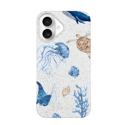 iPhone 16 Case - White Turtle - "Sea Turtle & Friends" - Sustainable