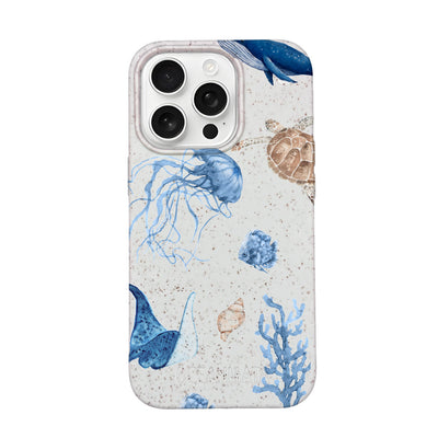 iPhone 16 Pro Case - white turtle - "Sea Turtle & Friends" - sustainable
