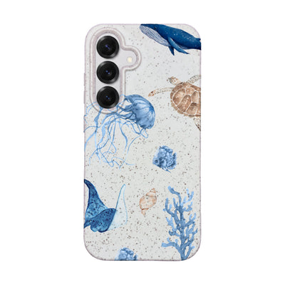 Samsung S25 Case - White Turtle - "Sea Turtle & Friends" - sustainable