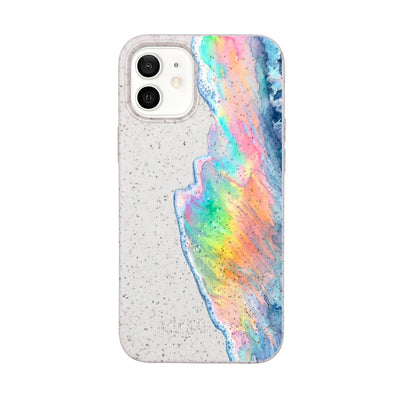 iPhone 12 mini Case - Rainbow Wave White - "WaveOfPride" - sustainable