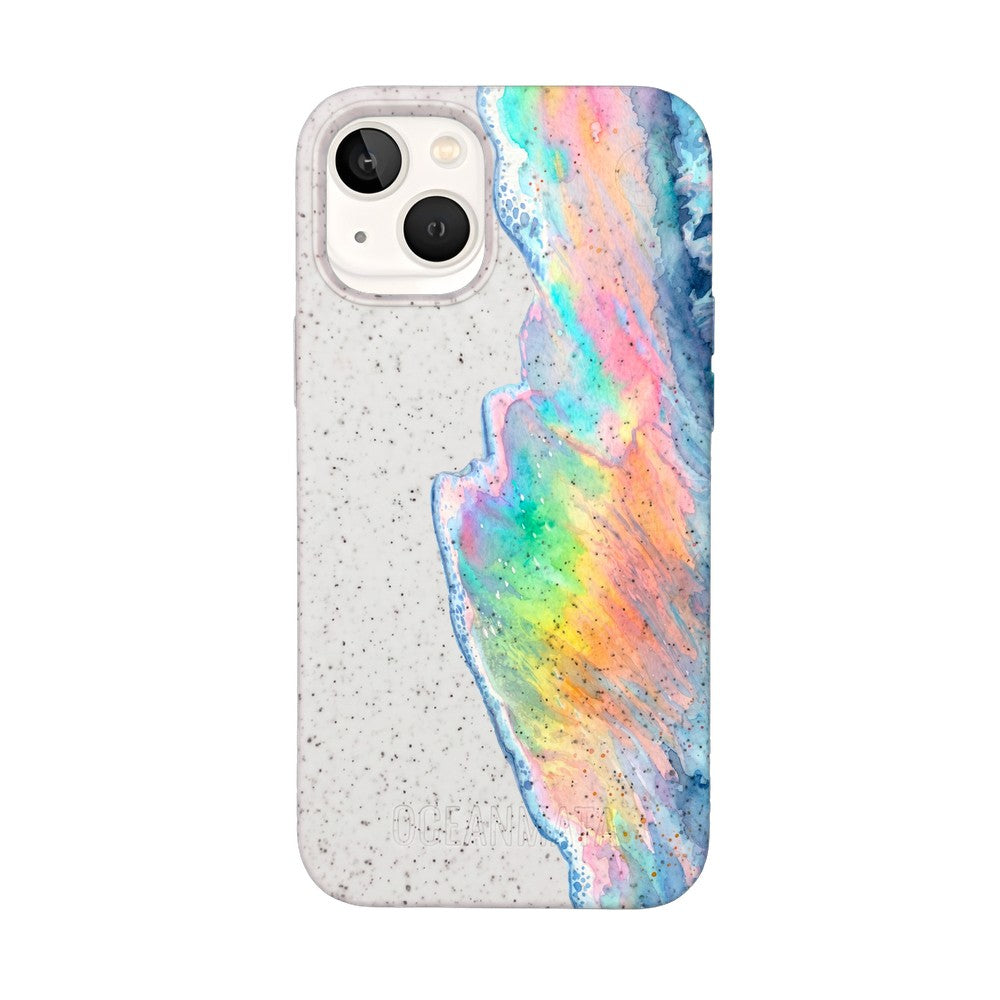 iPhone 13 mini Case - Rainbow Wave White - "WaveOfPride" - sustainable