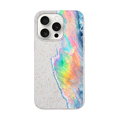 iPhone 15 Pro Case - Rainbow Wave White - "WaveOfPride" - sustainable