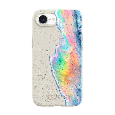 iPhone 16e Case - Rainbow Wave White - "WaveOfPride" - sustainable